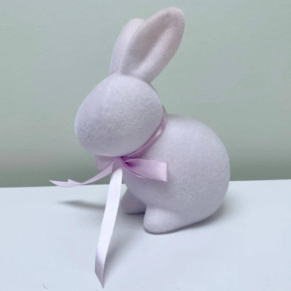 New! Spring 2026 Purple Sitting Flocked Bunny Figurine by Hobby Lobby